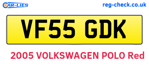 VF55GDK are the vehicle registration plates.