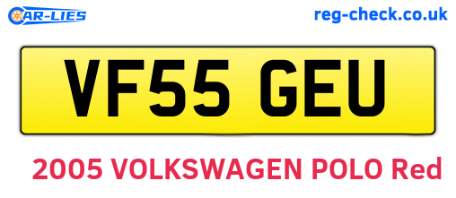 VF55GEU are the vehicle registration plates.