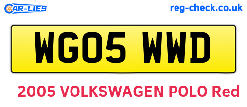 WG05WWD are the vehicle registration plates.