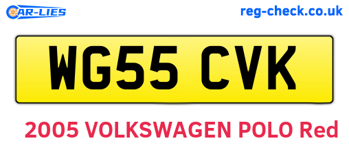 WG55CVK are the vehicle registration plates.