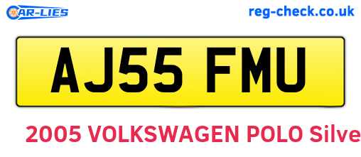 AJ55FMU are the vehicle registration plates.