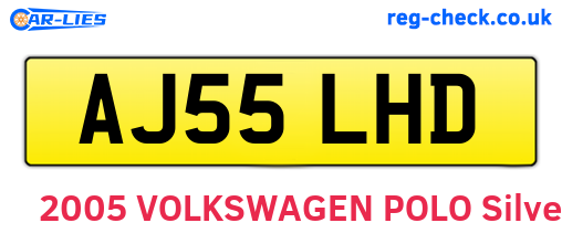 AJ55LHD are the vehicle registration plates.