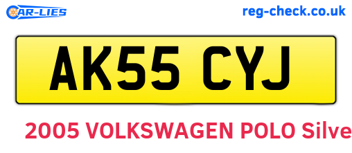 AK55CYJ are the vehicle registration plates.