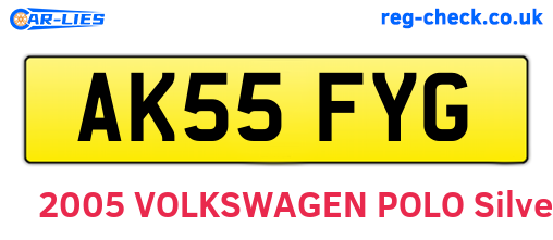 AK55FYG are the vehicle registration plates.