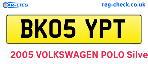 BK05YPT are the vehicle registration plates.