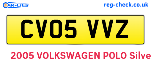 CV05VVZ are the vehicle registration plates.