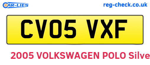 CV05VXF are the vehicle registration plates.