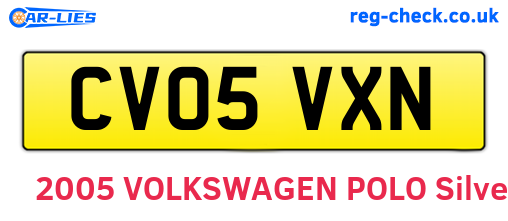 CV05VXN are the vehicle registration plates.