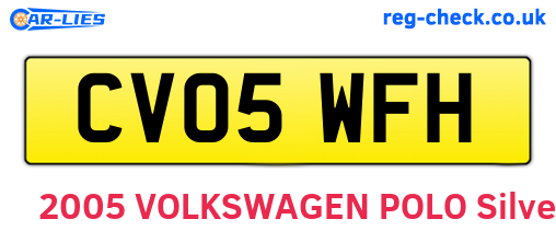 CV05WFH are the vehicle registration plates.