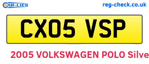 CX05VSP are the vehicle registration plates.