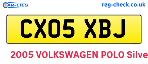 CX05XBJ are the vehicle registration plates.