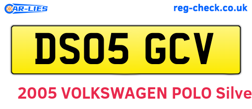 DS05GCV are the vehicle registration plates.