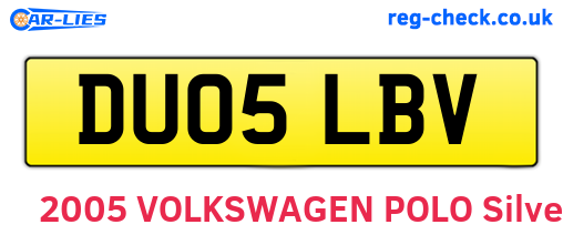 DU05LBV are the vehicle registration plates.
