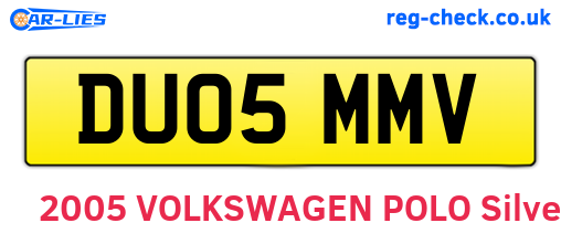 DU05MMV are the vehicle registration plates.