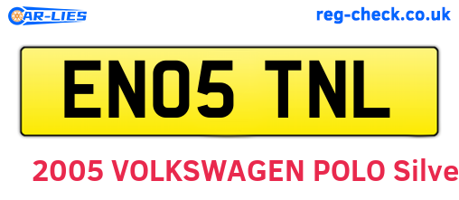 EN05TNL are the vehicle registration plates.