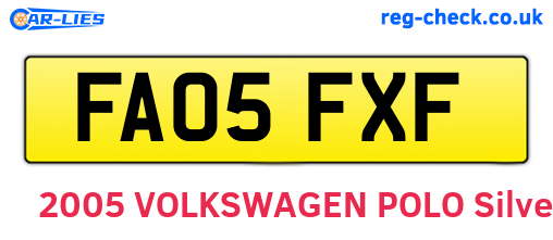 FA05FXF are the vehicle registration plates.
