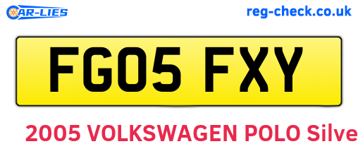 FG05FXY are the vehicle registration plates.