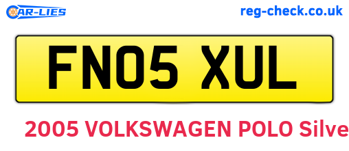 FN05XUL are the vehicle registration plates.
