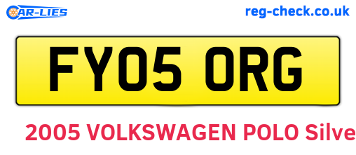 FY05ORG are the vehicle registration plates.