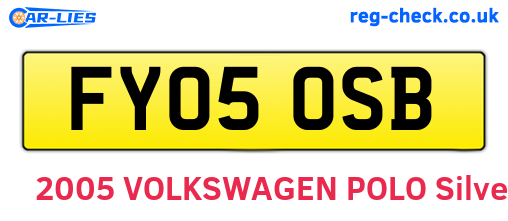 FY05OSB are the vehicle registration plates.