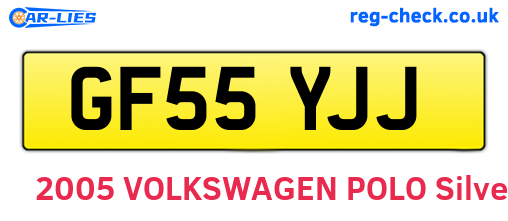 GF55YJJ are the vehicle registration plates.