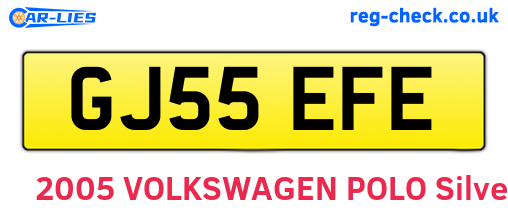 GJ55EFE are the vehicle registration plates.