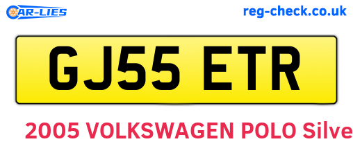 GJ55ETR are the vehicle registration plates.