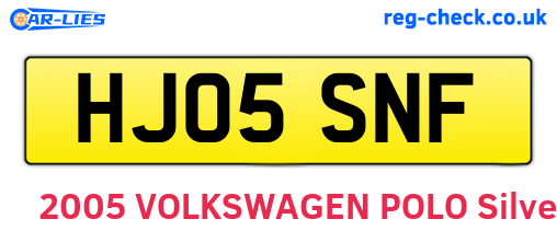 HJ05SNF are the vehicle registration plates.