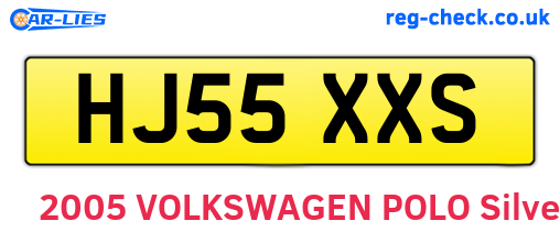 HJ55XXS are the vehicle registration plates.