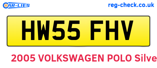 HW55FHV are the vehicle registration plates.