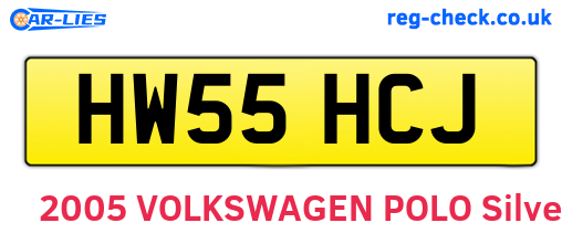 HW55HCJ are the vehicle registration plates.