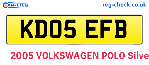 KD05EFB are the vehicle registration plates.