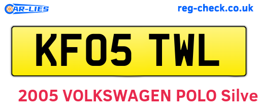 KF05TWL are the vehicle registration plates.