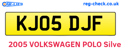 KJ05DJF are the vehicle registration plates.
