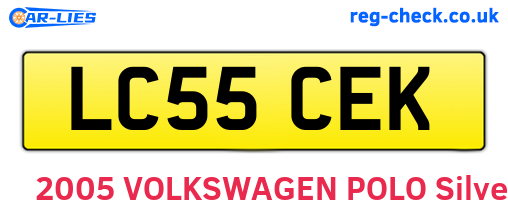 LC55CEK are the vehicle registration plates.