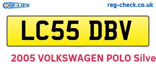 LC55DBV are the vehicle registration plates.