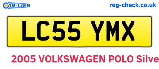 LC55YMX are the vehicle registration plates.
