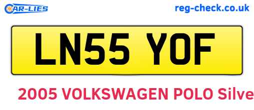 LN55YOF are the vehicle registration plates.