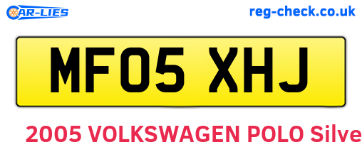 MF05XHJ are the vehicle registration plates.