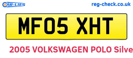 MF05XHT are the vehicle registration plates.