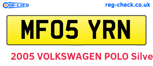 MF05YRN are the vehicle registration plates.