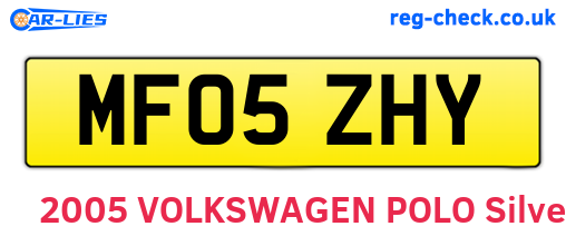 MF05ZHY are the vehicle registration plates.