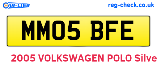 MM05BFE are the vehicle registration plates.
