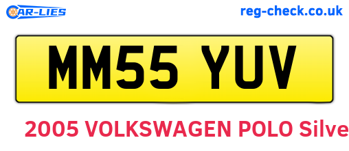 MM55YUV are the vehicle registration plates.