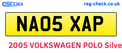 NA05XAP are the vehicle registration plates.