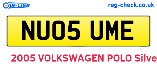 NU05UME are the vehicle registration plates.