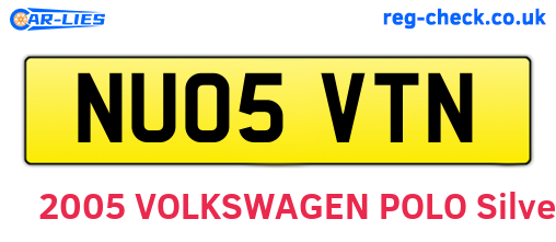 NU05VTN are the vehicle registration plates.