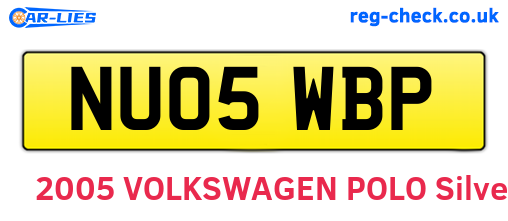NU05WBP are the vehicle registration plates.