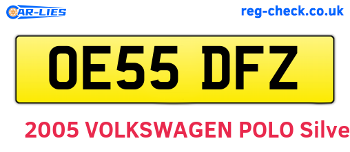 OE55DFZ are the vehicle registration plates.