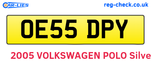 OE55DPY are the vehicle registration plates.